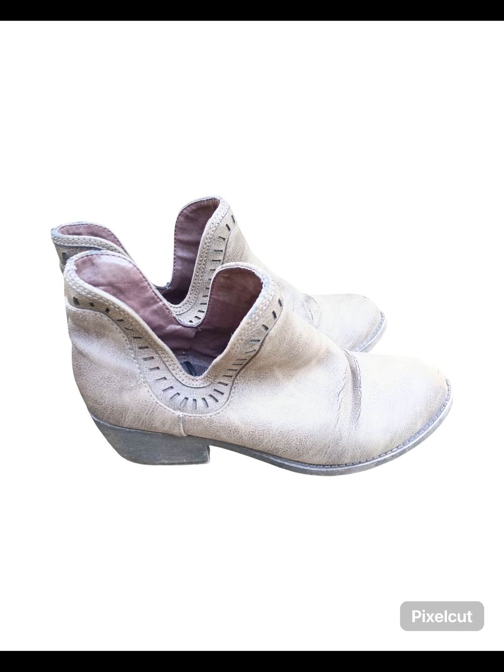 pop Taupe Distressed Cutout Ankle Booties - Picture 8 of 9